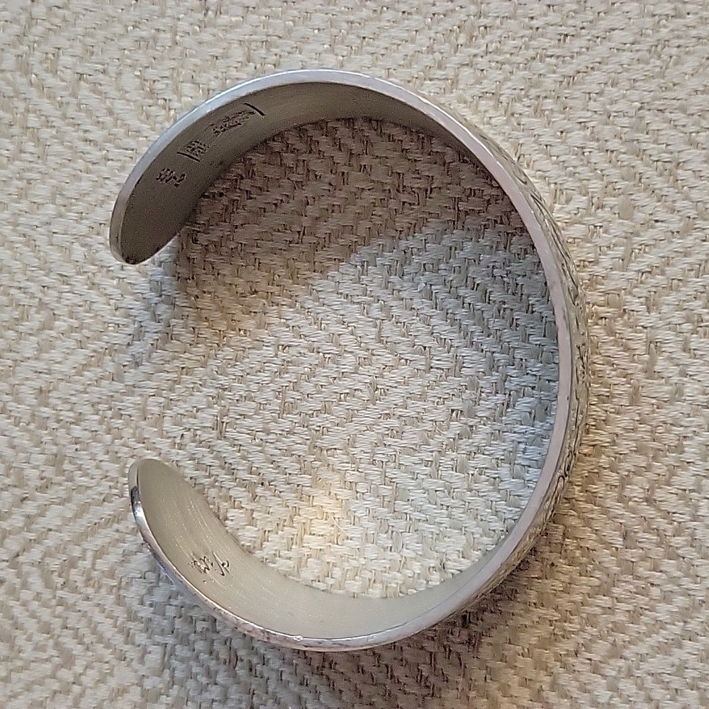 VINTAGE KIRK STIEFF PEWTER SILVER CUFF BANGLE BRACELET - Picture 5 of 5
